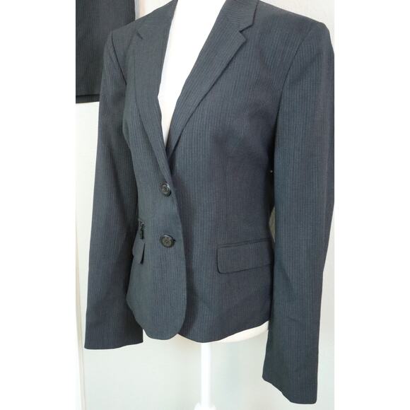 Calvin Klein Gray Pinstripe Skirt Suit Womens 12 Corporate Power Office Classic - Picture 9 of 9
